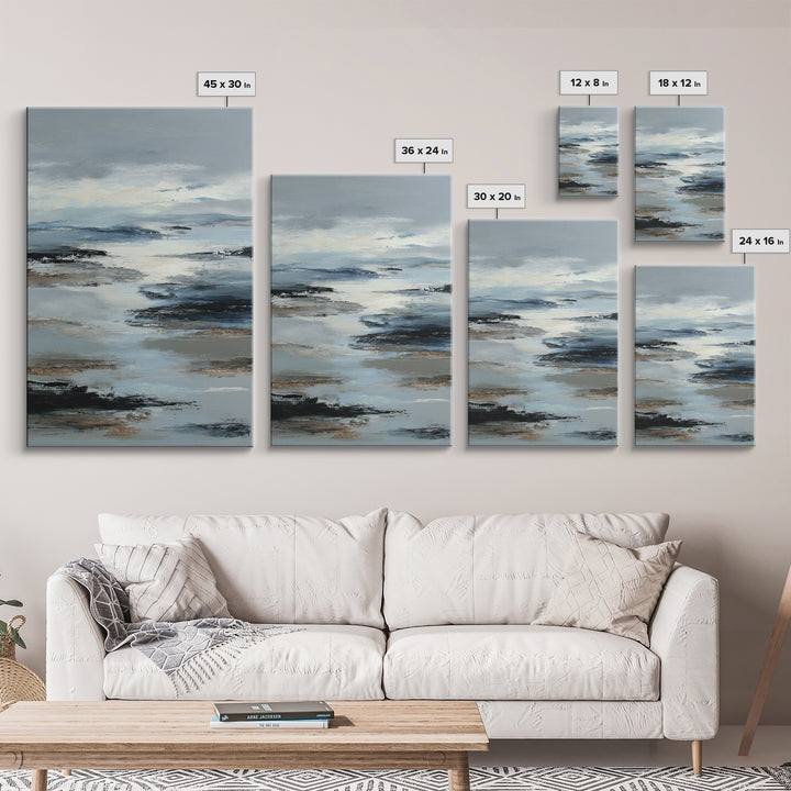 Soft Abstract Wave Forms Framed Canvas Print, Hotel Art, Home Decor, Hotel Decor, Abstract Art, Boutique, Framed Art, HOT-2x3-42