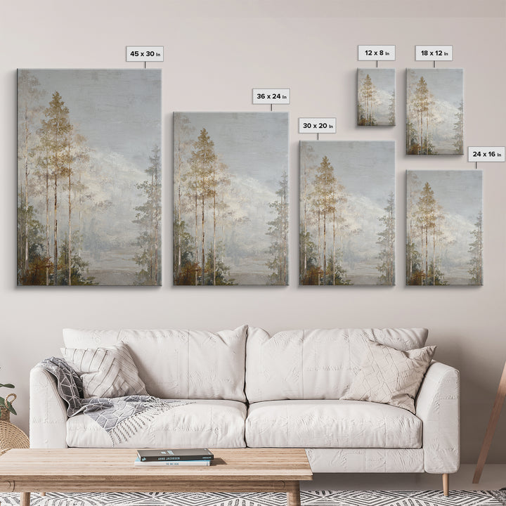 Misty Forest with Refined Calm Atmosphere Framed Canvas Print, Hotel Art, Poster, Hotel Decor, Boutique, Wood Wall Art, HOT-2x3-46