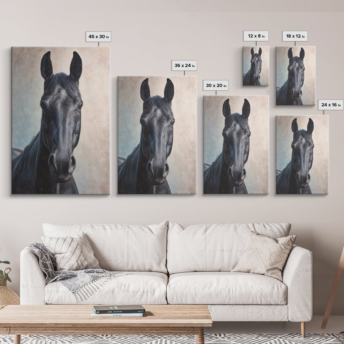 Neutral Horse Portrait Framed Canvas Print, Hotel Art, Home Decor, Hotel Decor, Fine Art, Boutique, Framed Art, Wood Wall Art, HOT-2x3-48