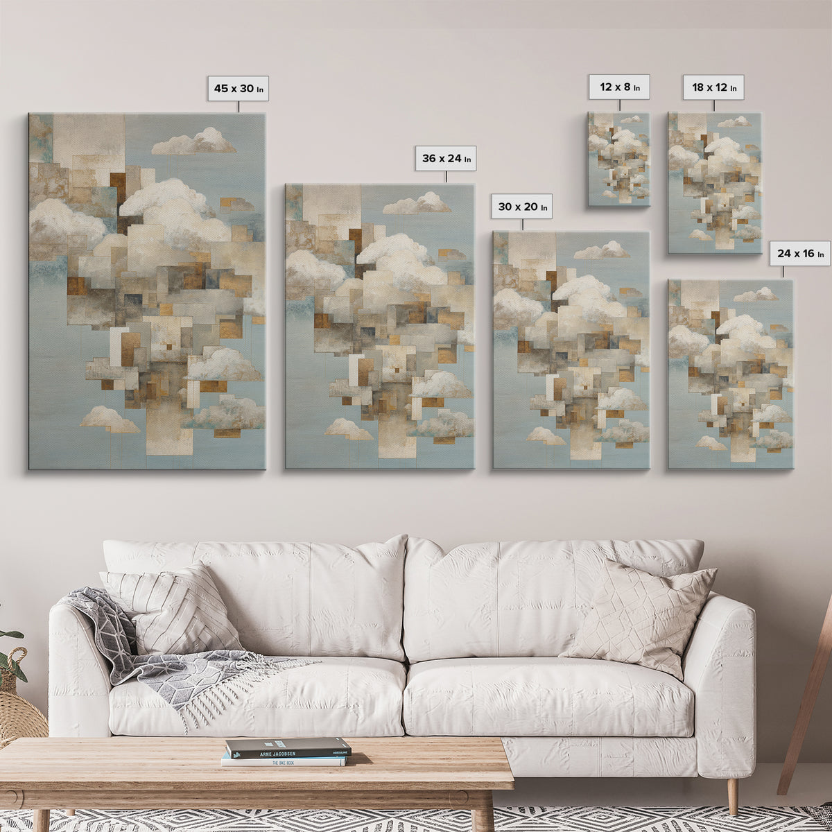 Large Cloudscape with Subtle Drama Canvas Print, Hotel Art, Framed Art, Hotel Decor, Fine Art, Boutique, Beach Prints, HOT-2x3-49