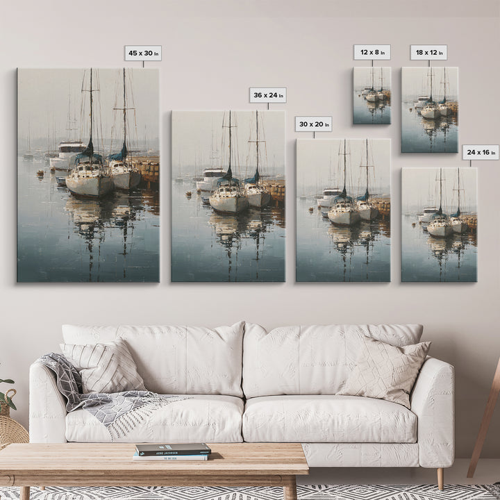 Quiet Harbor with Sailboats at Dawn Canvas Print, Hotel Art, Wall Decor, Hotel Decor, Fine Art, Boutique, Living Room Decor, HOT-2x3-54