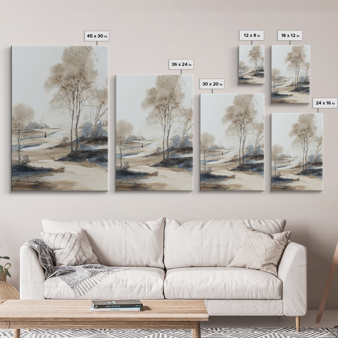Japanese Ink Landscape Framed Canvas Print, Hotel Art, Hazbin Hotel, Hotel Decor, Fine Art, Boutique, Coastal Wall Art, HOT-2x3-74