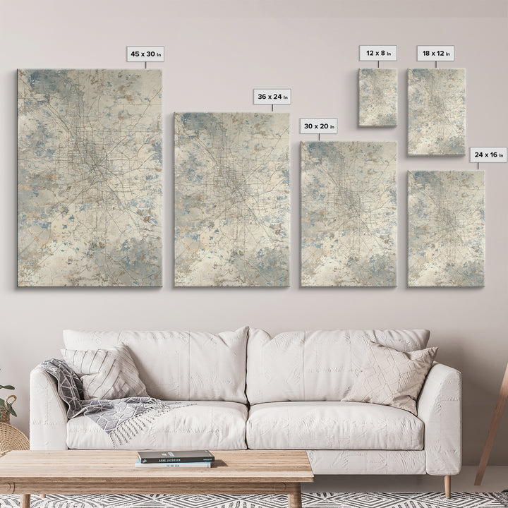City Map Abstract Lines Without Readable Labels Framed Canvas Print, Hotel Art, City Wall Art, Hotel Decor, Abstract Art, HOT-2x3-8