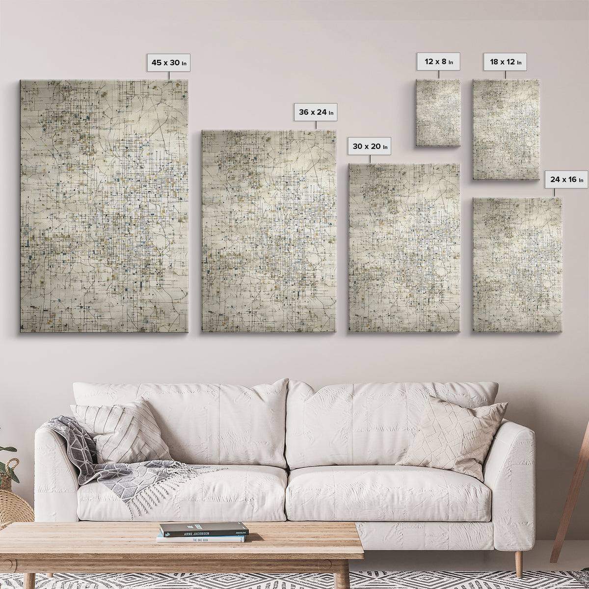 City Map Abstract Lines Without Readable Labels Framed Canvas Print, Hotel Art, Hazbin Hotel, Hotel Decor, Abstract Art, HOT-2x3-80