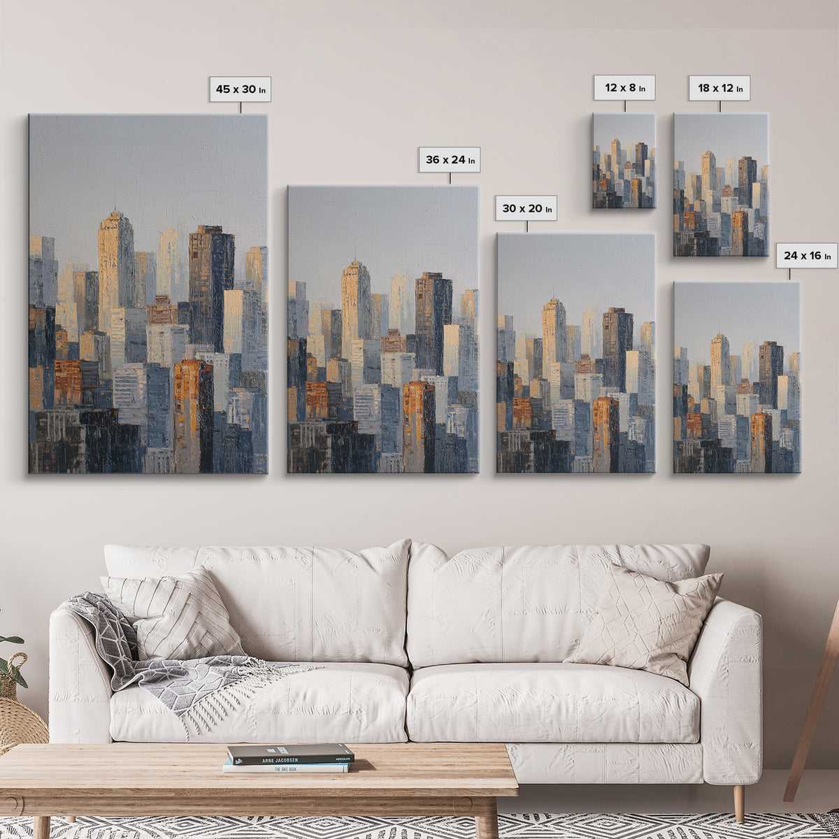 Quiet City Skyline Canvas Print, Hotel Art, Hotel Decor, Abstract Art, Boutique, Beach Decor, Minimalist Wall Art, HOT-2x3-82