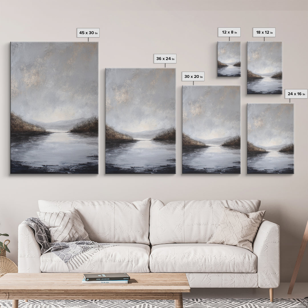 Luxury Monochrome Landscape Canvas Print, Hotel Art, Art Deco, Hotel Decor, Boutique, Minimalist Wall Art, Gallery Wall Art, HOT-2x3-86