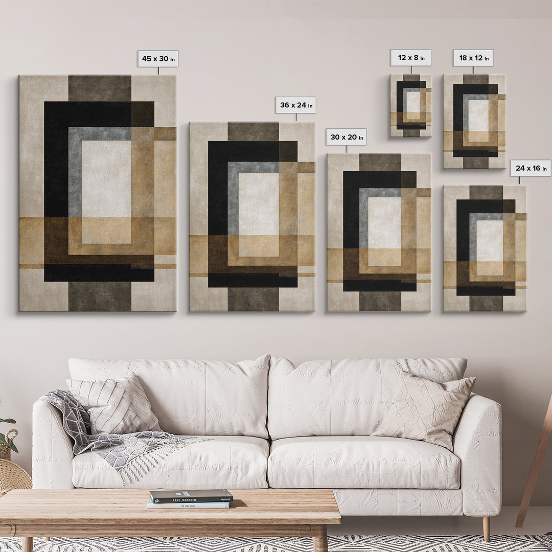 Modern Geometric Composition Framed Canvas Print, Hotel Art, Gallery Wall Set, Hotel Decor, Fine Art, Boutique, HOT-2x3-87