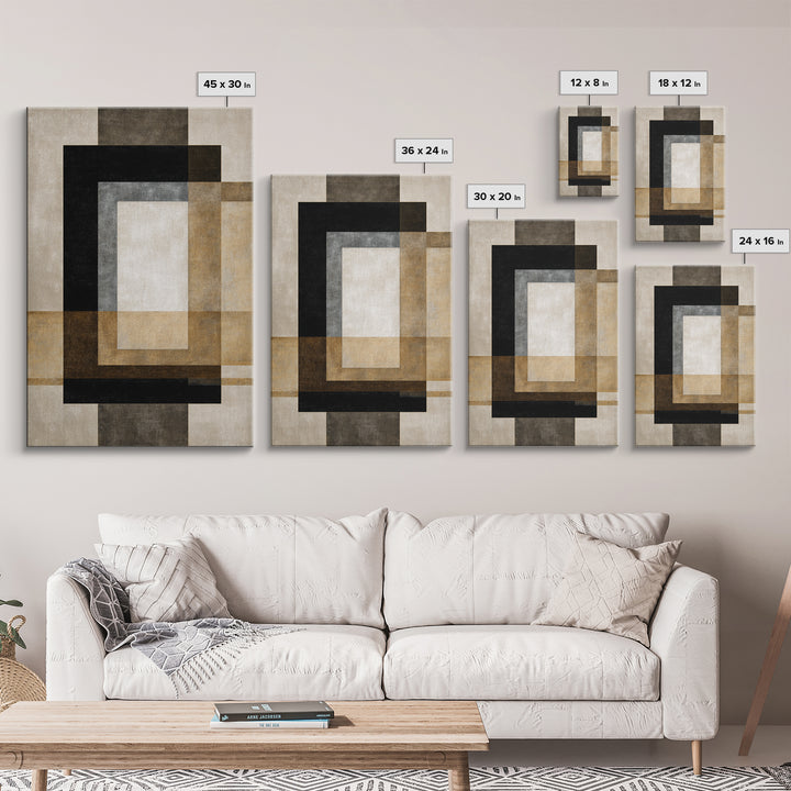 Modern Geometric Composition Framed Canvas Print, Hotel Art, Gallery Wall Set, Hotel Decor, Fine Art, Boutique, HOT-2x3-87