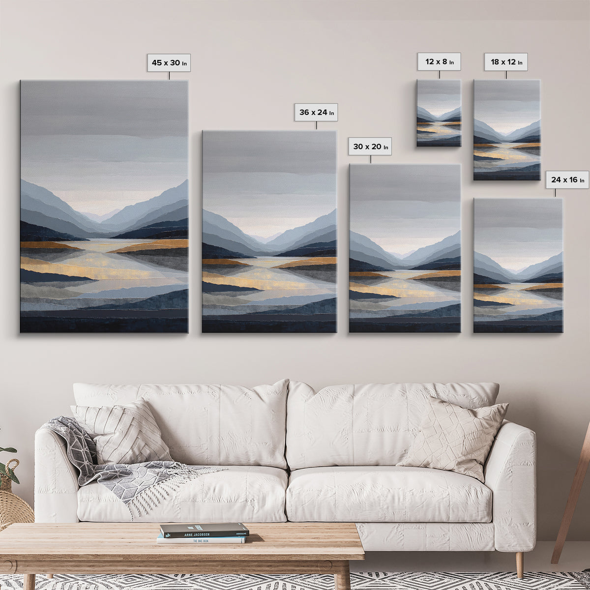 Serene Mountain Lake for Boutique Hotel Mood Framed Canvas Print, Hotel Art, Living Room Decor, Hotel Decor, Fine Art, Boutique, HOT-2x3-88