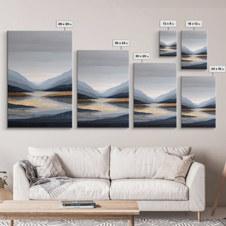 Serene Mountain Lake for Boutique Hotel Mood Framed Canvas Print, Hotel Art, Living Room Decor, Hotel Decor, Fine Art, Boutique, HOT-2x3-88
