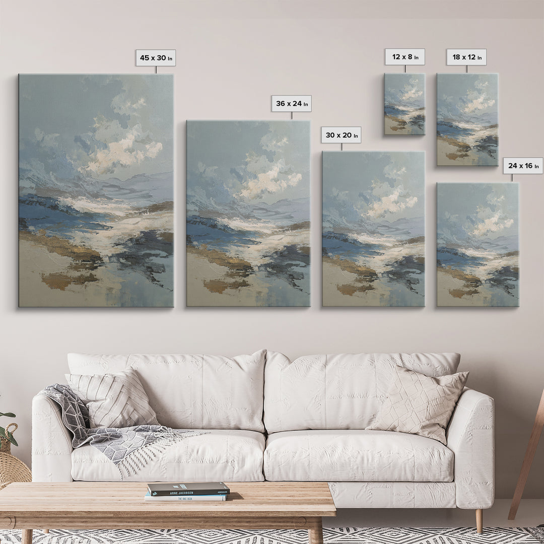 Soft Abstract Wave Forms Framed Canvas Print, Hotel Art, Abstract Art, Hotel Decor, Fine Art, Boutique, Gallery Wall Art, HOT-2x3-90