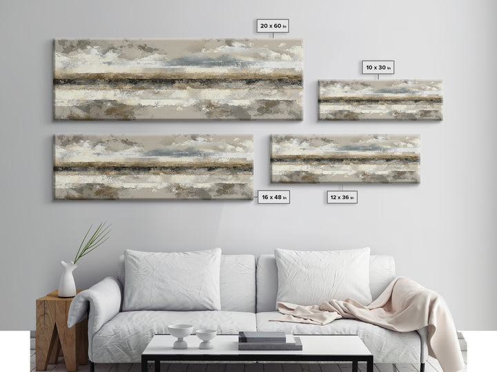 Sophisticated Neutral Abstract Framed Canvas Print, Hotel Art, Minimalist Wall Art, Hotel Decor, Abstract Art, Boutique, HOT-3x1-17