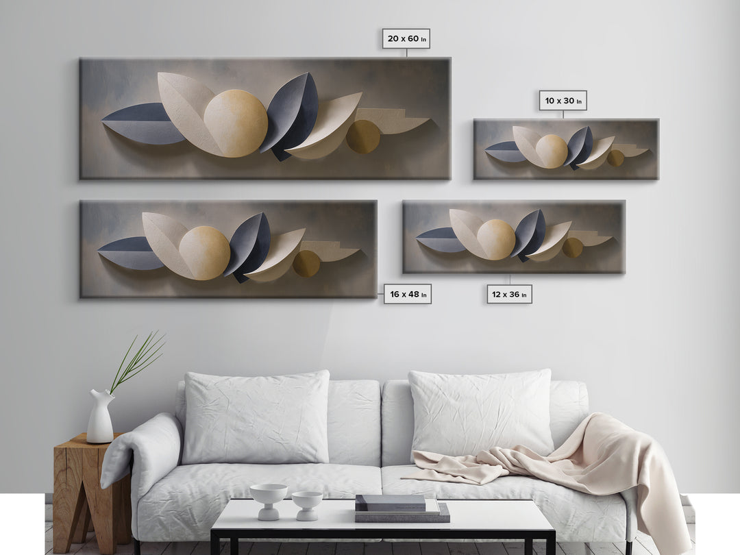 Minimal Sculpture Shapes Framed Canvas Print, Hotel Art, City Wall Art, Hotel Decor, Abstract Art, Boutique, Minimalist Decor, HOT-3x1-28