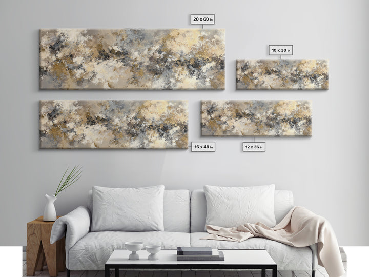 Gold Accented Abstract for Upscale Lobby Canvas Print, Hotel Art, Coastal Wall Art, Hotel Decor, Boutique, Fine Art Print, HOT-3x1-29