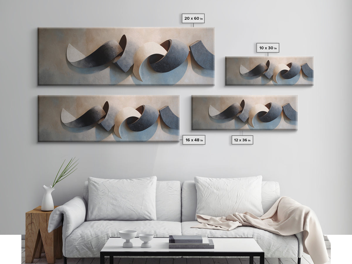 Minimal Sculpture Shapes Canvas Print, Hotel Art, Beach Decor, Hotel Decor, Abstract Art, Boutique, Boho Decor, HOT-3x1-4