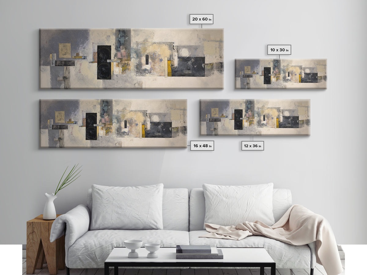Sophisticated Neutral Abstract Canvas Print, Hotel Art, Beach House Decor, Hotel Decor, Abstract Art, Boutique, HOT-3x1-41
