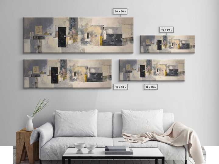 Sophisticated Neutral Abstract Canvas Print, Hotel Art, Beach House Decor, Hotel Decor, Abstract Art, Boutique, HOT-3x1-41