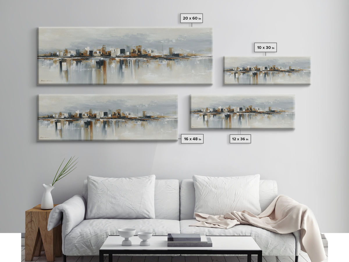 Quiet City Skyline Canvas Print, Hotel Art, Modern Wall Art, Hotel Decor, Abstract Art, Boutique, Neutral Decor, Modern Decor, HOT-3x1-42