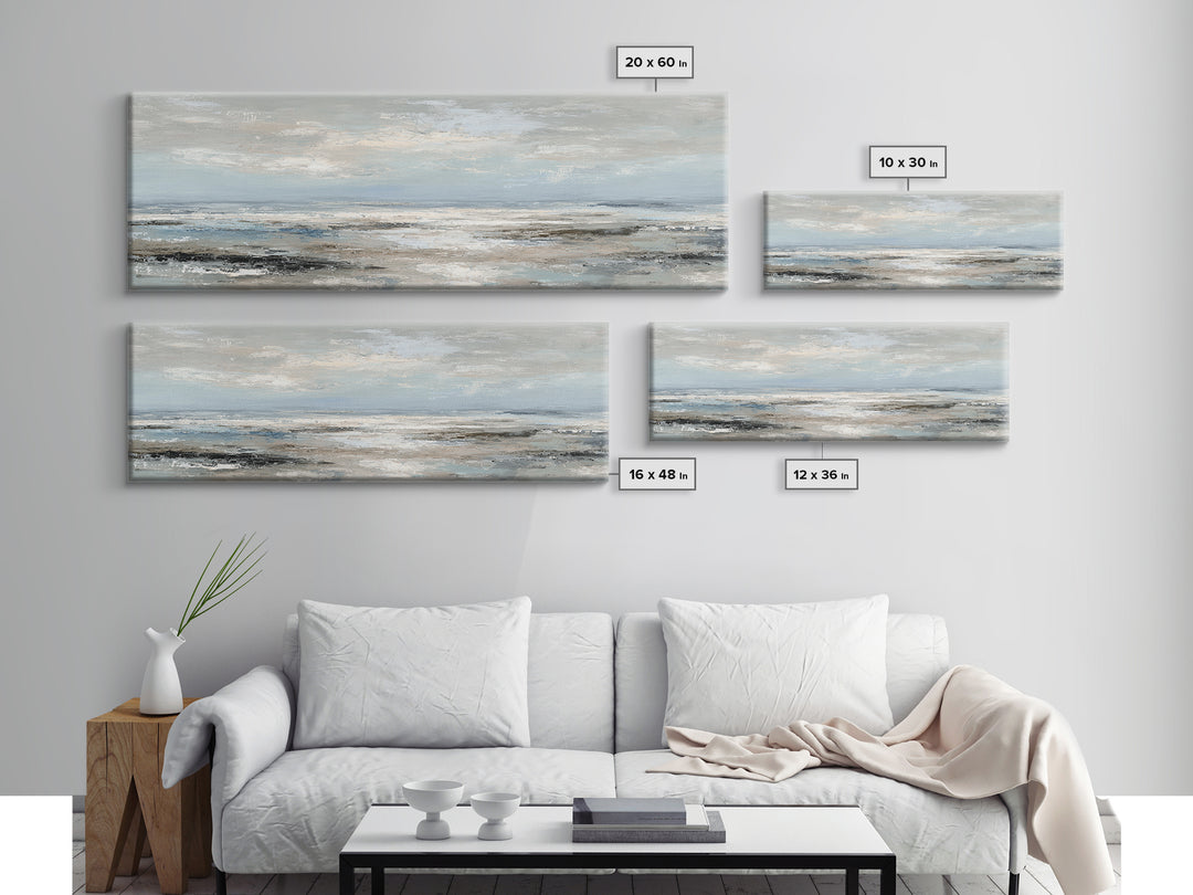 Mediterranean Terrace View Focused on Sea and Framed Canvas Print, Hotel Art, Art Print, Hotel Decor, Fine Art, Boutique, HOT-3x1-51
