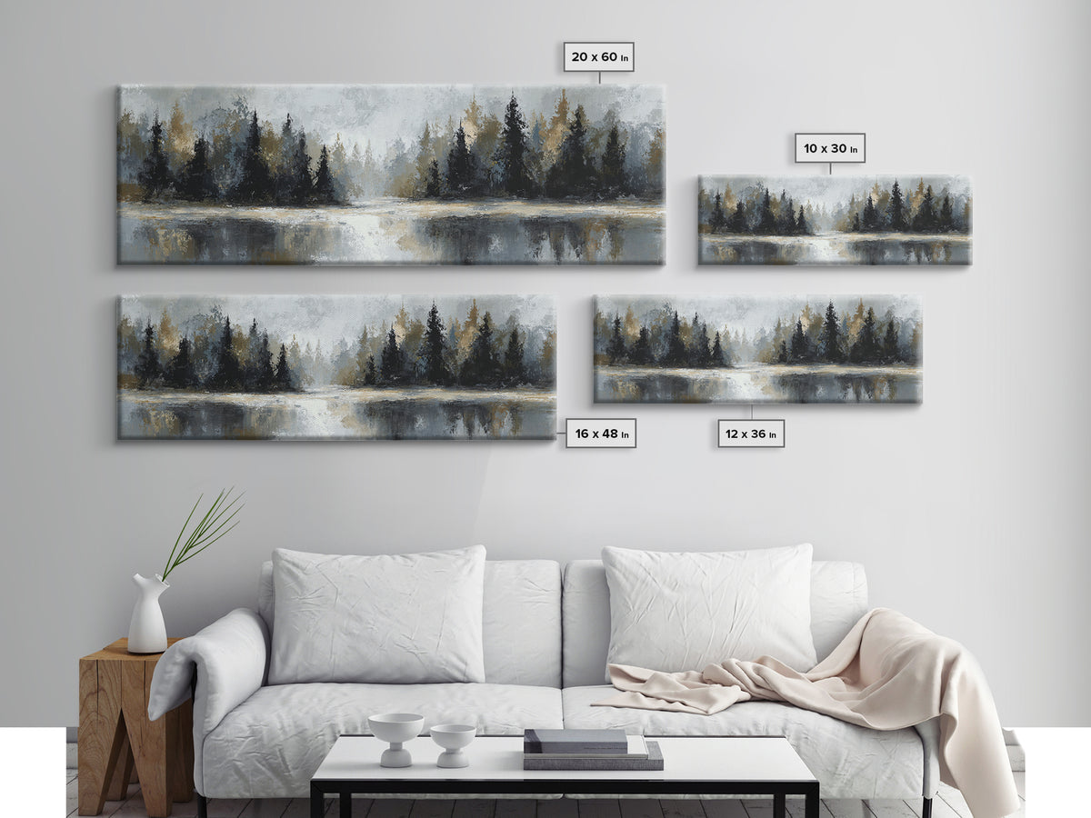 Misty Forest with Refined Calm Atmosphere Canvas Print, Hotel Art, Travel Poster, Hotel Decor, Fine Art, Boutique, HOT-3x1-54