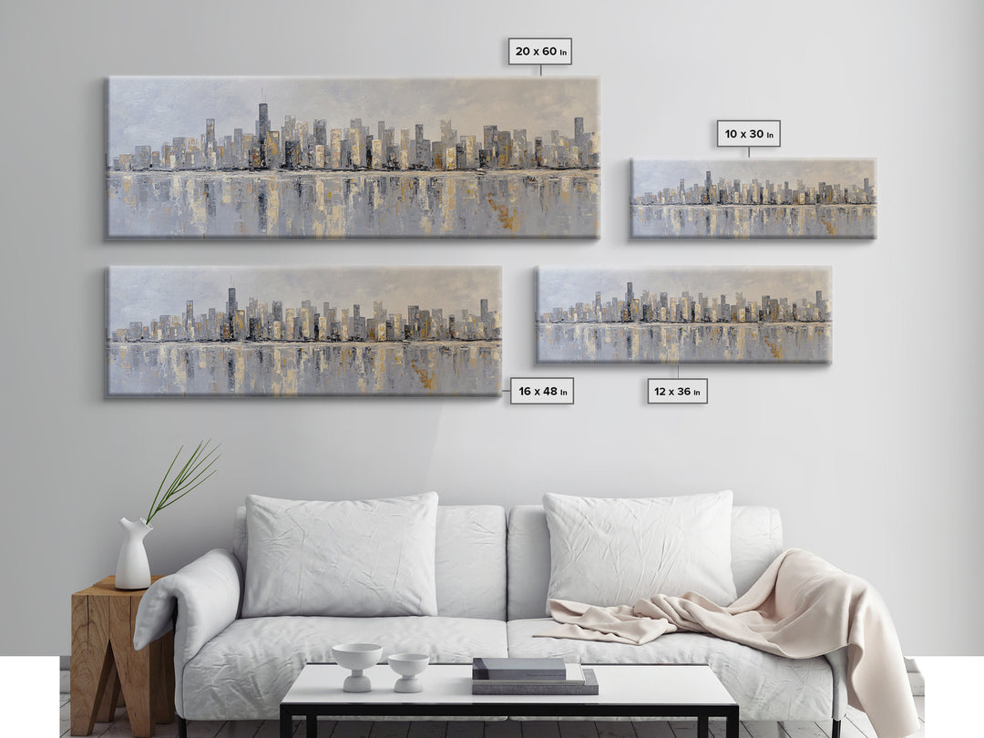 Quiet City Skyline Canvas Print, Hotel Art, Modern Wall Art, Hotel Decor, Abstract Art, Boutique, Neutral Decor, Modern Decor, HOT-3x1-66