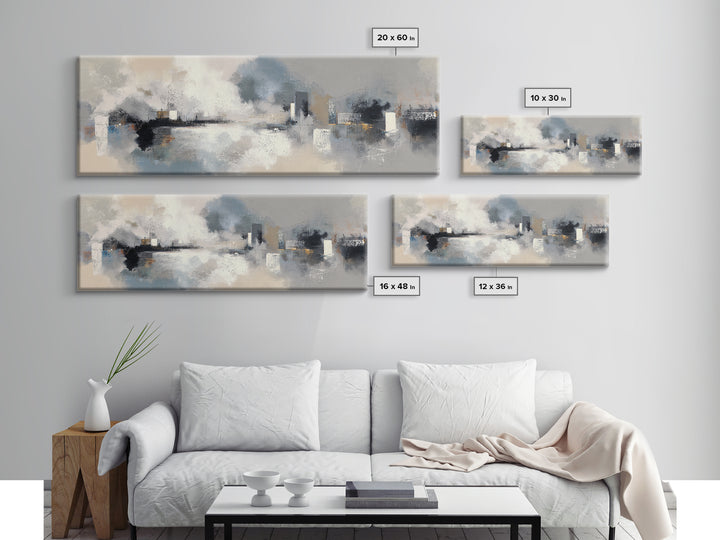 Large Calming Seascape Framed Canvas Print, Hotel Art, Art Deco, Hotel Decor, Fine Art, Boutique, Minimalist Wall Art, HOT-3x1-67