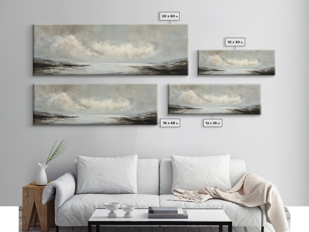 Luxury Monochrome Landscape Canvas Print, Hotel Art, Wall Art, Hotel Decor, Fine Art, Boutique, Abstract Art, Framed Art, HOT-3x1-70