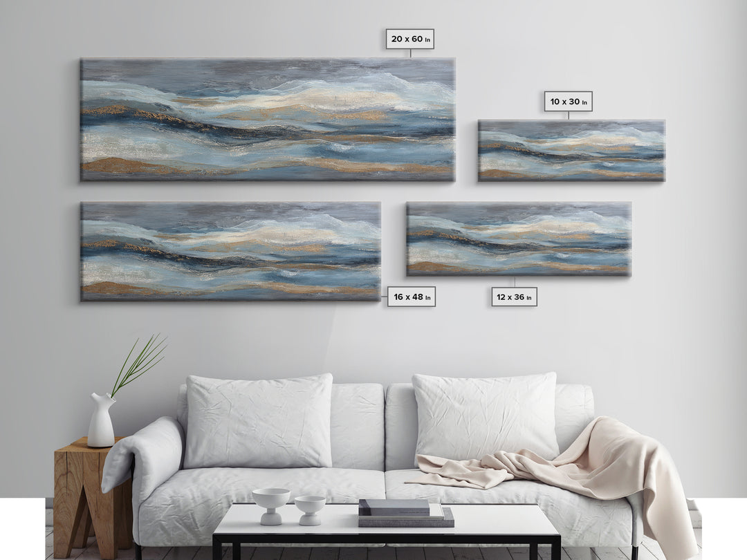 Soft Abstract Wave Forms Framed Canvas Print, Hotel Art, Coastal Wall Art, Hotel Decor, Fine Art, Boutique, Fine Art Print, HOT-3x1-74