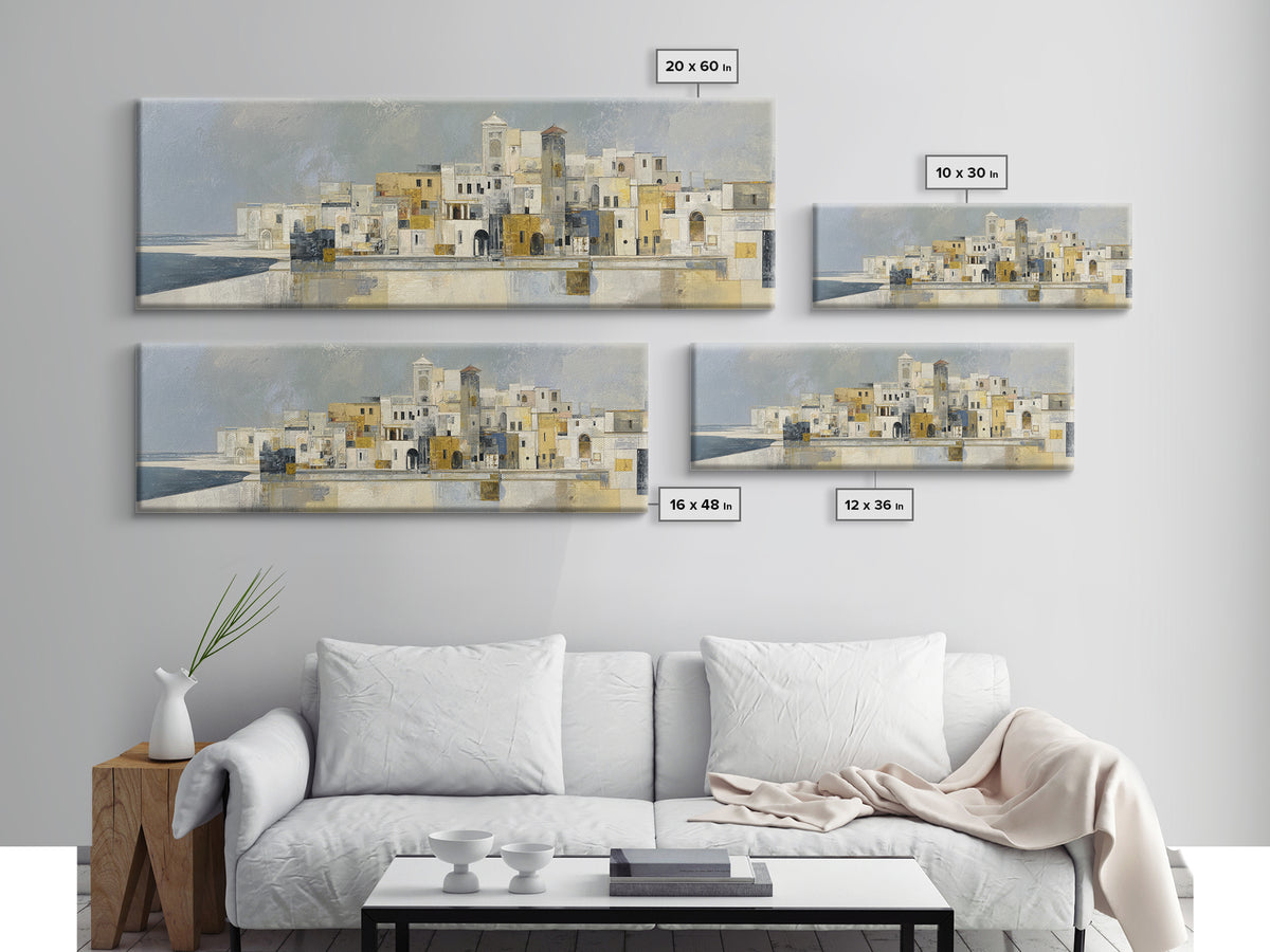 Mediterranean Terrace View Focused on Sea and Canvas Print, Hotel Art, Framed Art, Hotel Decor, Boutique, Beach Prints, HOT-3x1-75