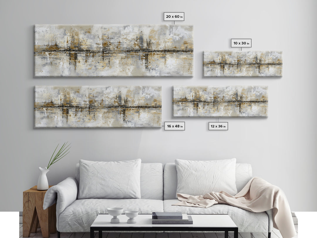 Gold Accented Abstract for Upscale Lobby Framed Canvas Print, Hotel Art, Gallery Wall Set, Hotel Decor, Fine Art, Boutique, HOT-3x1-77