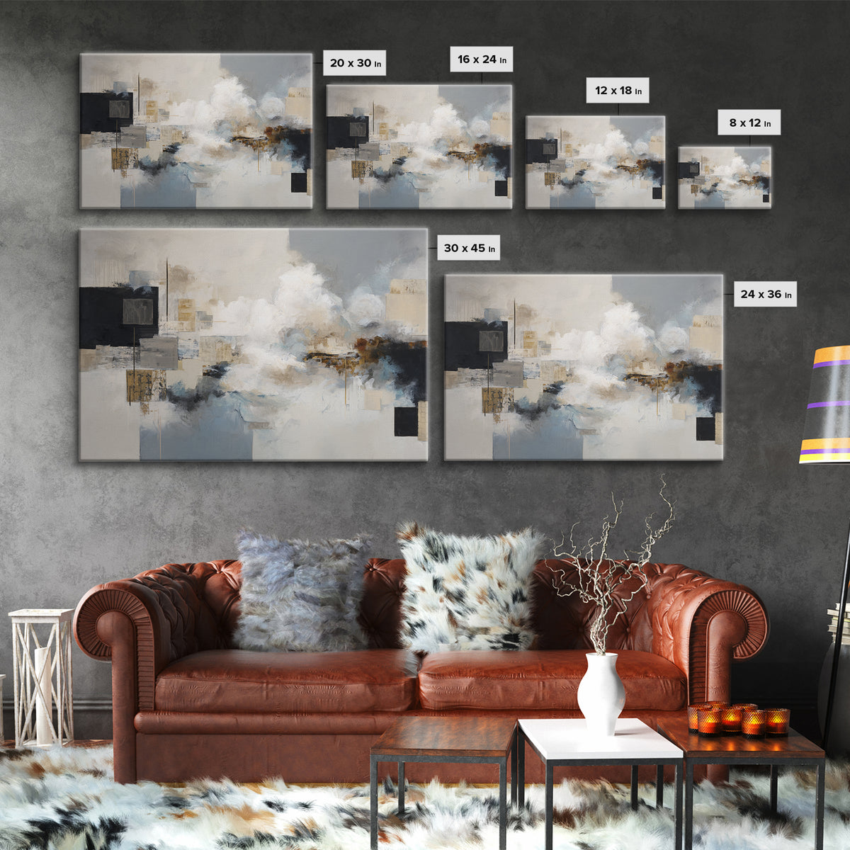 Large Cloudscape with Subtle Drama Framed Canvas Print, Hotel Art, Gallery Decor, Hotel Decor, Fine Art, Boutique, Wall Art, HOT-3x2-45