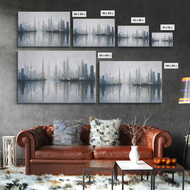 Quiet City Skyline Canvas Print, Hotel Art, Coastal Decor, Hotel Decor, Fine Art, Boutique, Statement Artwork, Boho Decor, HOT-3x2-54