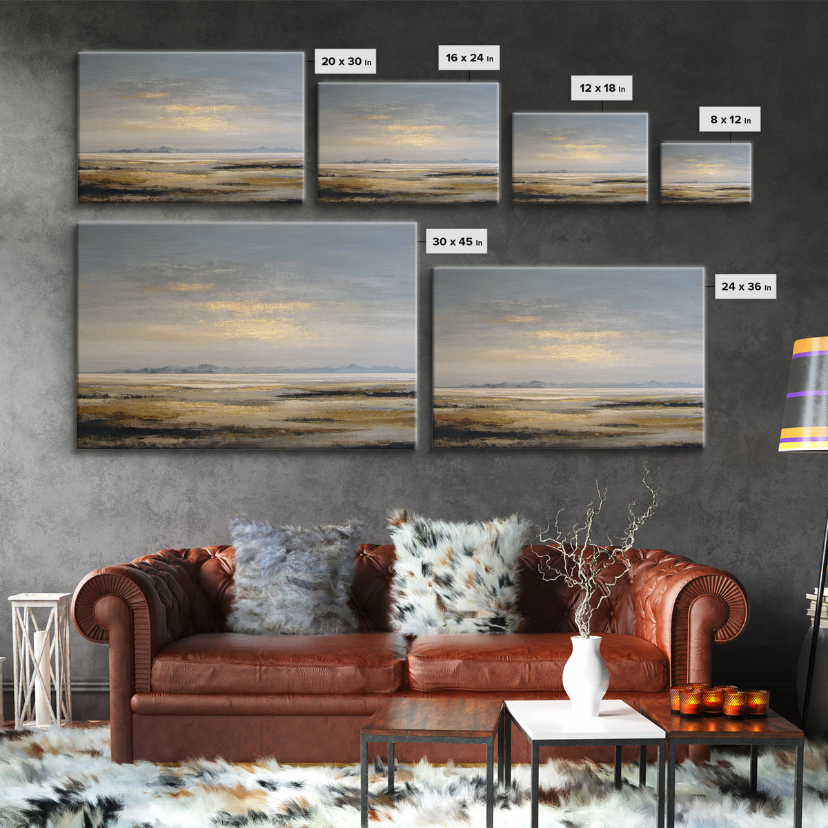 Panoramic Desert Horizon Canvas Print, Hotel Art, Contemporary Art, Hotel Decor, Fine Art, Boutique, Art Deco, Abstract Art, HOT-3x2-72