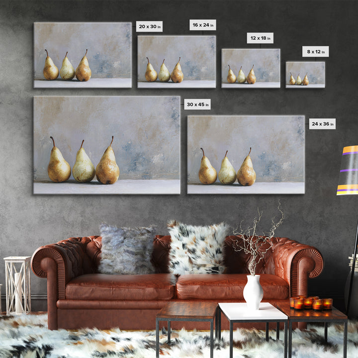 Elegant Pear Still Life on Linen Canvas Print, Hotel Art, Neutral Decor, Hotel Decor, Fine Art, Boutique, Home Decor, HOT-3x2-73