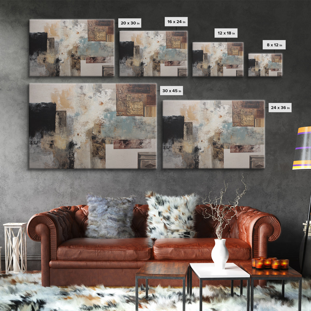 Gold Accented Abstract for Upscale Lobby Canvas Print, Hotel Art, Boho Decor, Hotel Decor, Fine Art, Boutique, Painting, HOT-3x2-89