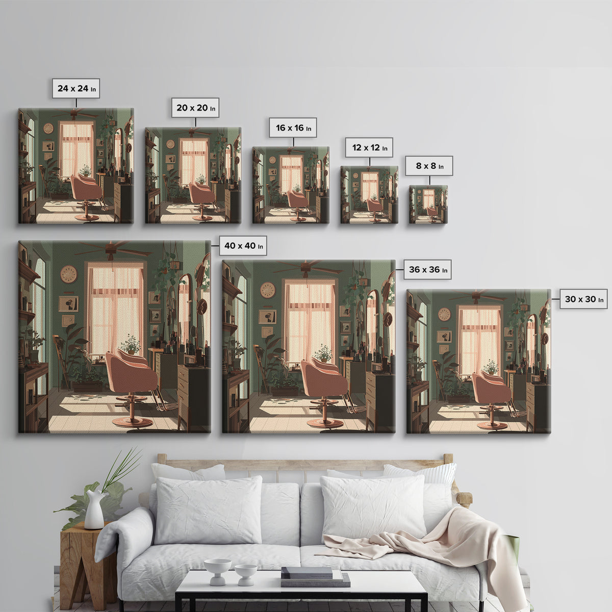 Copper Hair Silhouette Canvas Print, Hair Salon Art, Black and White Art, Living Room Decor, Fine Art, Style, Neutral Decor, HSA-1x1-10