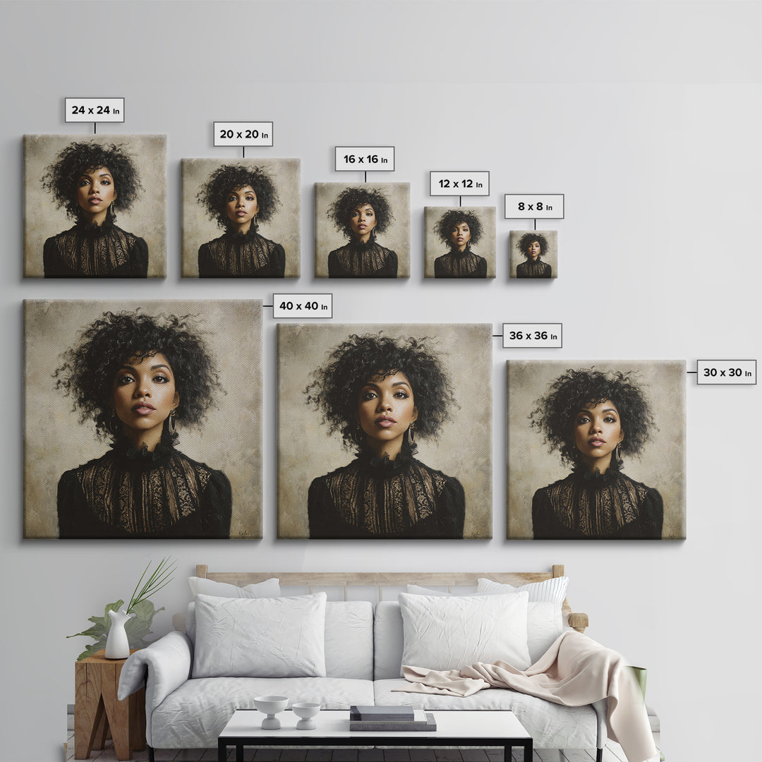 Curly Hair Portrait Canvas Print, Hair Salon Art, Minimalist Wall Art, Living Room Decor, Oil Painting, Style, Hair Stylist, HSA-1x1-15