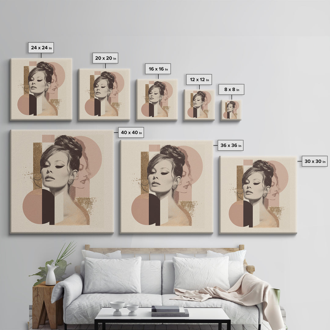 Mod 1960s Beauty Portrait Canvas Print, Hair Salon Art, African American Art, Living Room Decor, Fine Art, Style, Salon Sign, HSA-1x1-19