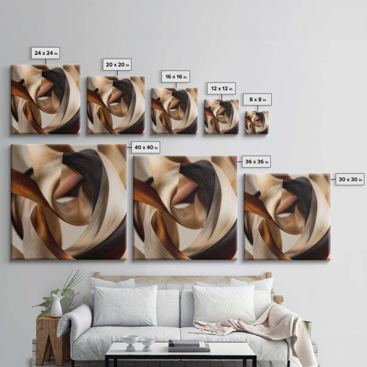 Hair Strands Turning into Abstract Ribbons Framed Canvas Print, Hair Salon Art, Salon Sign, Living Room Decor, Fine Art, Style, HSA-1x1-21