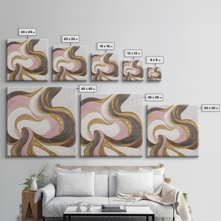 Abstract Hair Strands Forming Elegant Waves Framed Canvas Print, Hair Salon Art, African Art, Living Room Decor, Style, HSA-1x1-27
