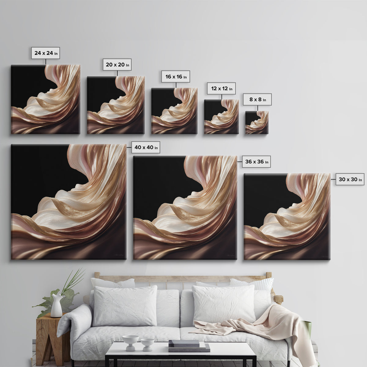 Abstract Hair Strands Forming Elegant Waves Canvas Print, Hair Salon Art, Printable Art, Living Room Decor, Fine Art, Style, HSA-1x1-3