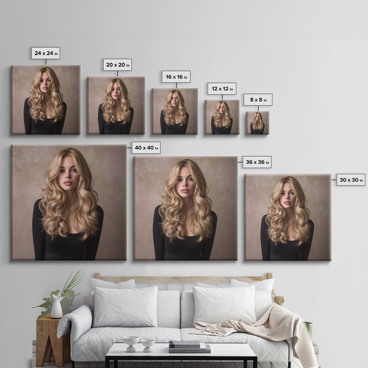 Blonde Waves Painted Framed Canvas Print, Hair Salon Art, Black Owned Art, Living Room Decor, Style, Hairdresser Gifts, HSA-1x1-64