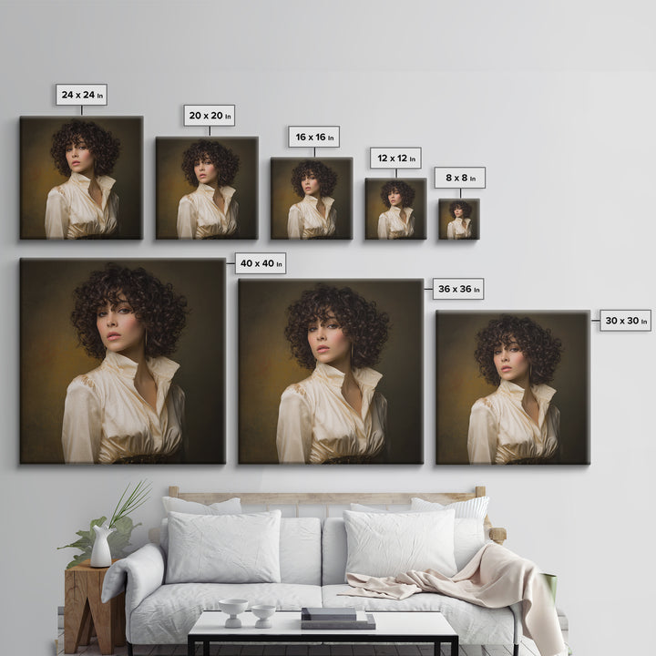 Curly Hair Portrait Canvas Print, Hair Salon Art, Statement Artwork, Living Room Decor, Fine Art, Style, Digital Prints, HSA-1x1-87