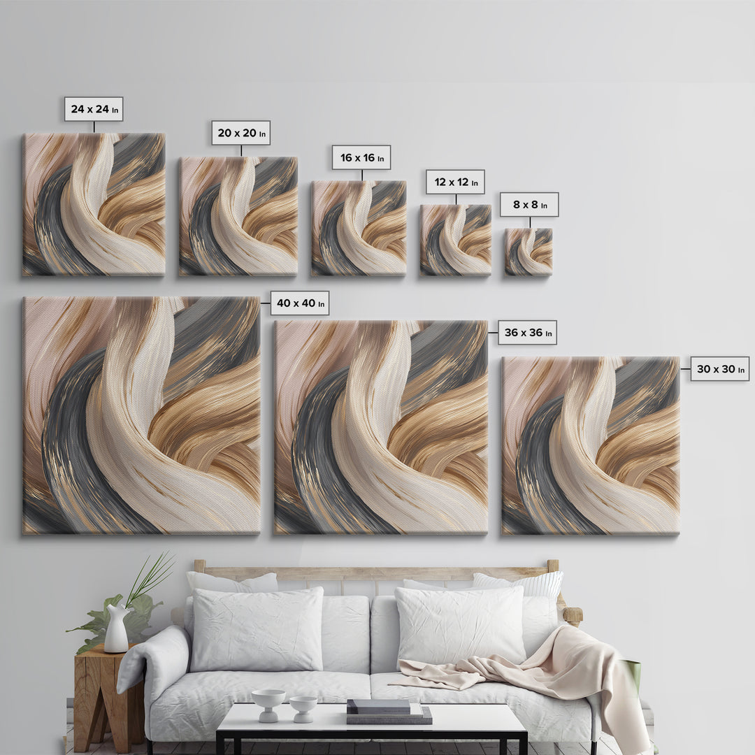 Abstract Hair Strands Forming Elegant Waves Canvas Print, Hair Salon Art, Wall Art, Living Room Decor, Fine Art, Style, HSA-1x1-99