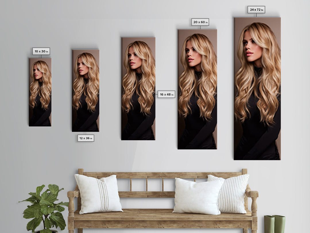 Blonde Waves Painted Canvas Print, Hair Salon Art, Digital Download Art, Living Room Decor, Fine Art, Style, Home Decor, HSA-1x3-100