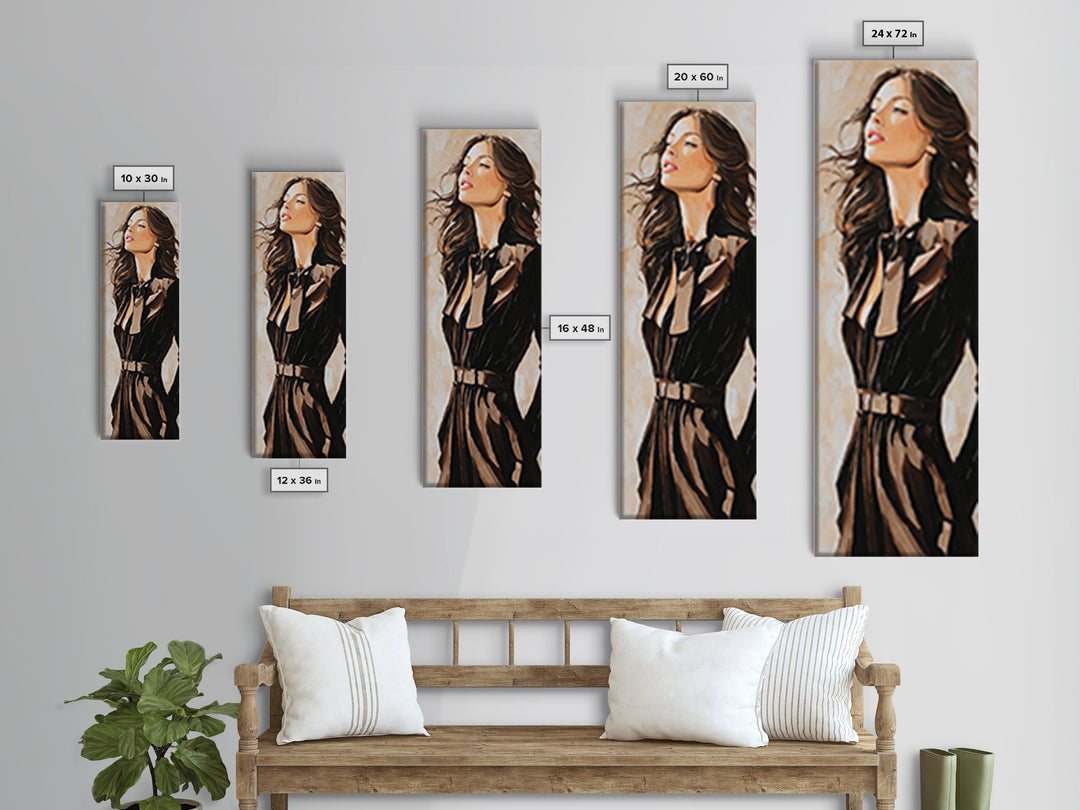 Fashion Portrait with Flowing Glossy Hair Canvas Print, Hair Salon Art, Fine Art Print, Living Room Decor, Fine Art, Style, HSA-1x3-13
