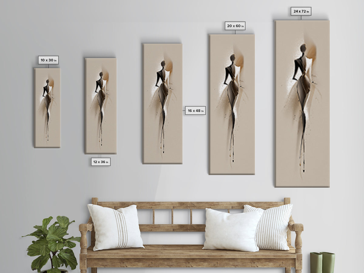 Black and White Line Art Salon Figure Framed Canvas Print, Hair Salon Art, Art, Living Room Decor, Style, Black Art Prints, HSA-1x3-19