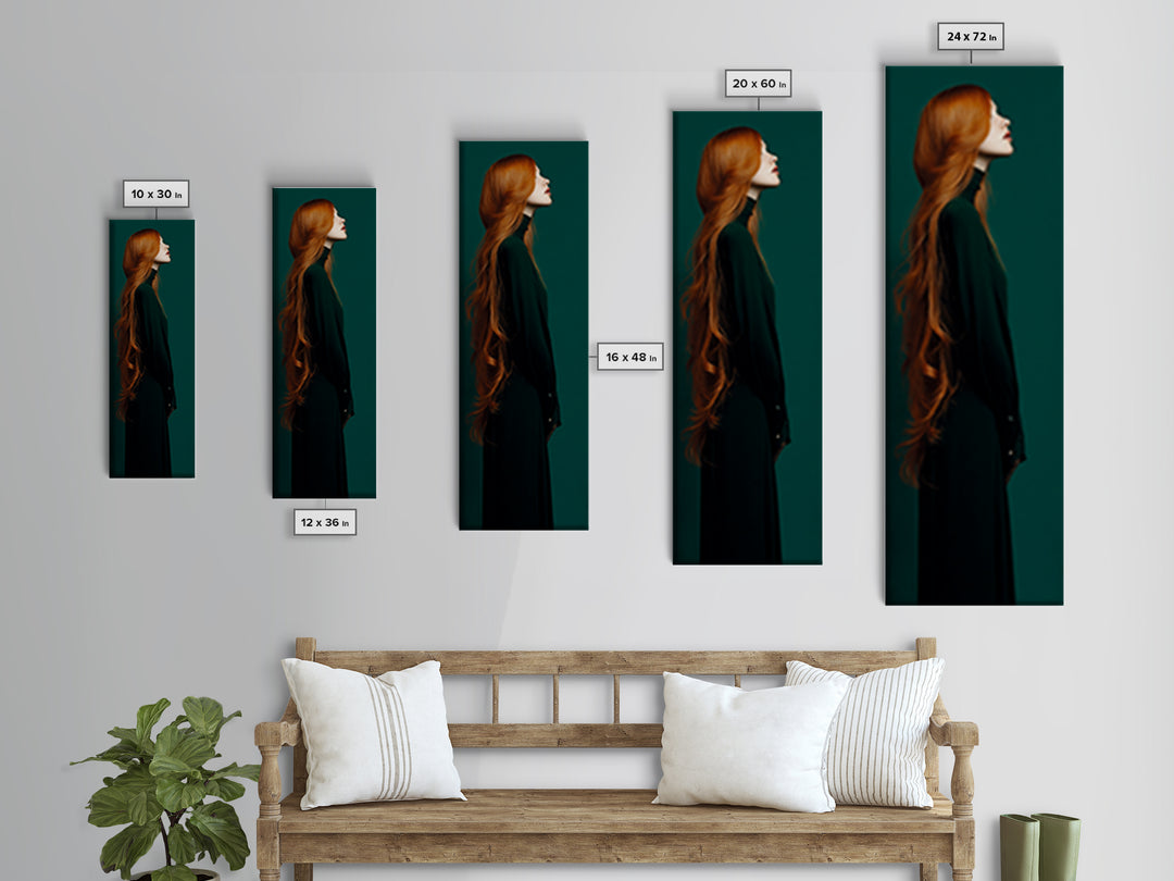 Copper Hair Silhouette Canvas Print, Hair Salon Art, Black Woman Wall Art, Living Room Decor, Fine Art, Style, Fine Art Print, HSA-1x3-22