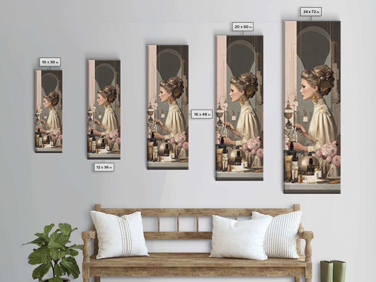 Minimal Female Profile Framed Canvas Print, Hair Salon Art, Luxury Decor, Living Room Decor, Fine Art, Style, HSA-1x3-24