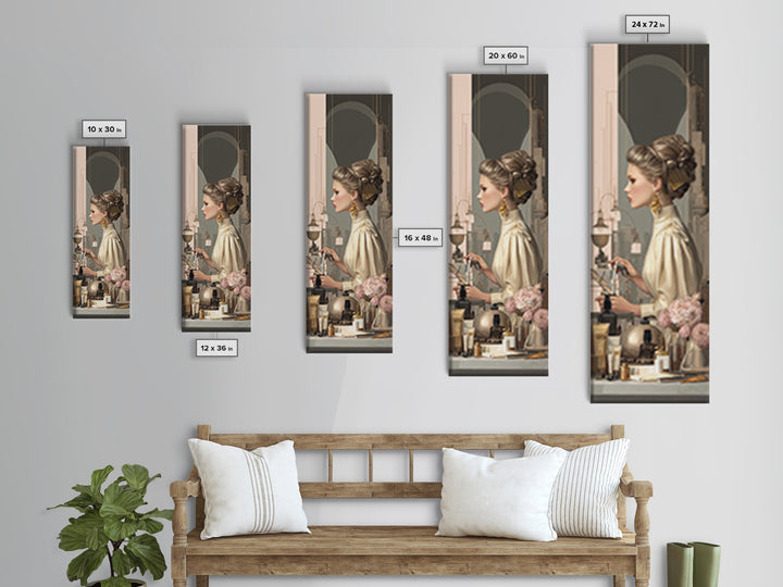 Minimal Female Profile Framed Canvas Print, Hair Salon Art, Luxury Decor, Living Room Decor, Fine Art, Style, HSA-1x3-24